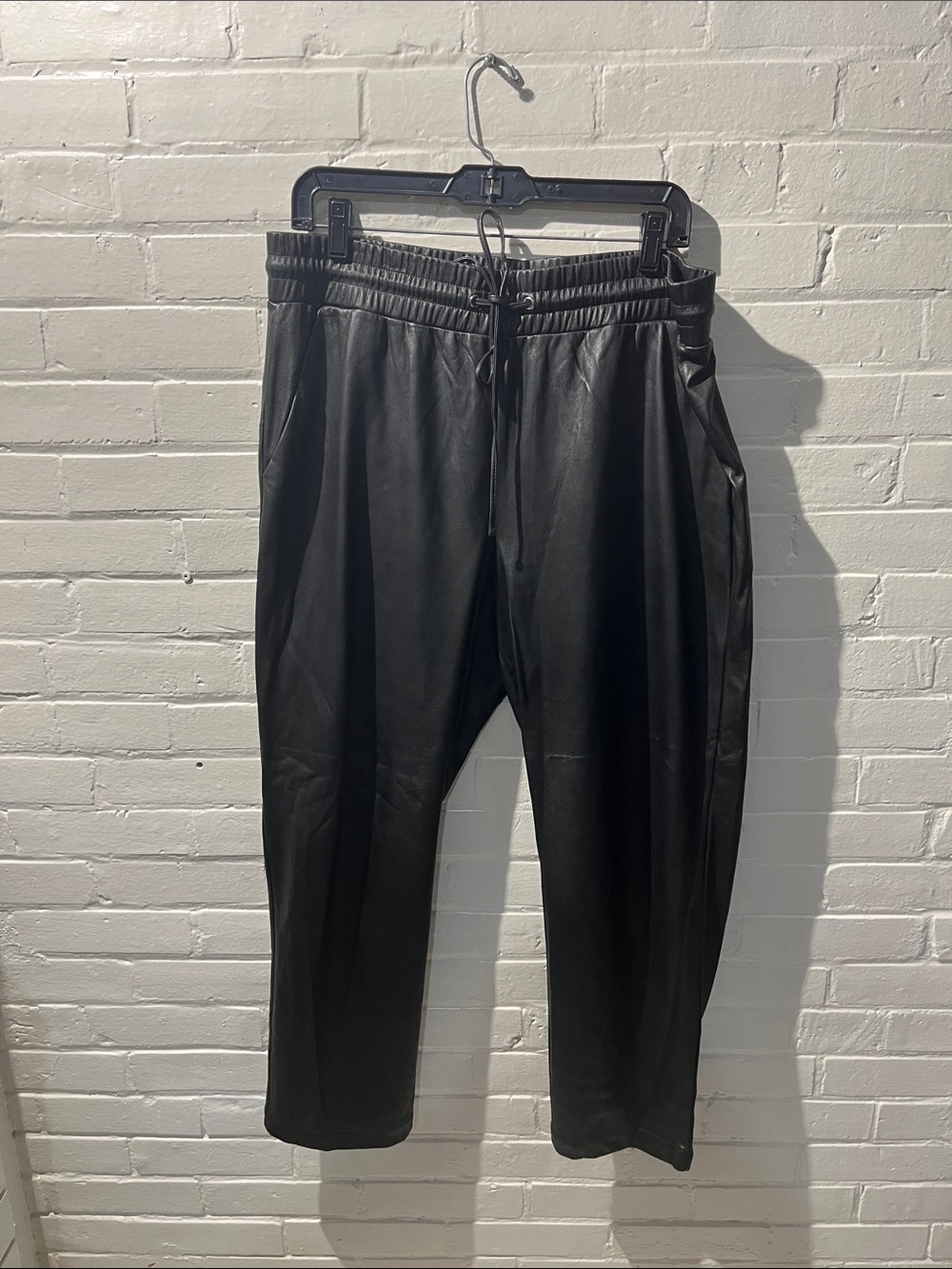LOFT Black Faux Leather Jogger-Style Trousers